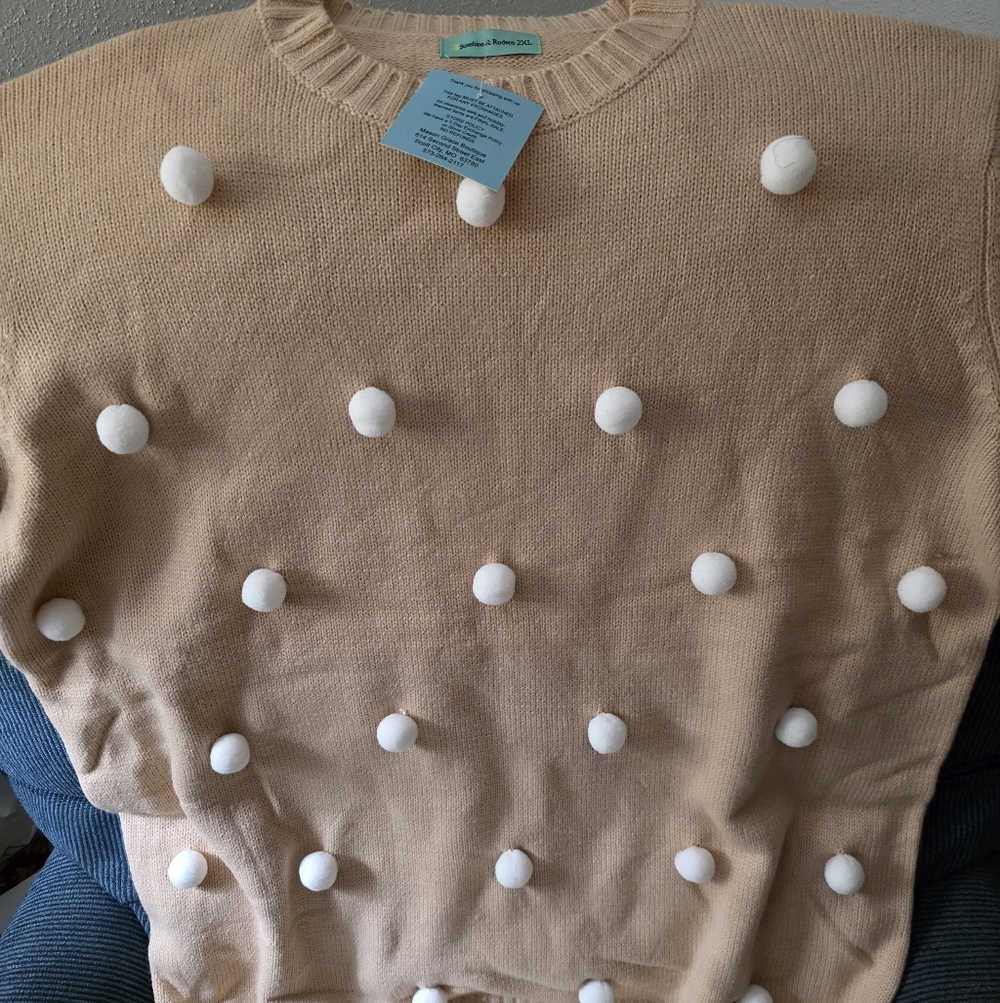 Beige Sweater with White Accents
